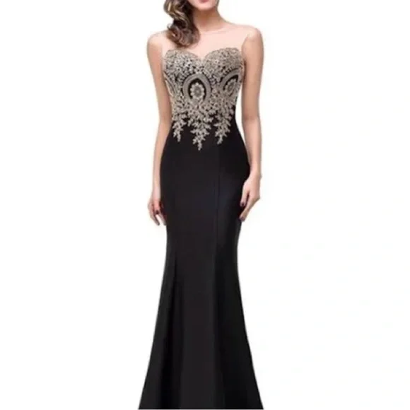 yellow empire waist prom dress Empire-Waist Chiffon Prom Dress with Lace main image 0